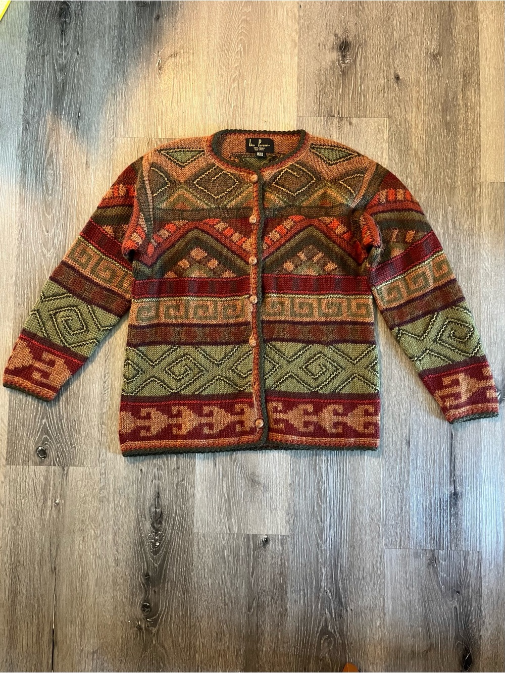 Leo Peressi New Mexico 100% Alpaca Brown Cardigan Sweater Size Medium Peruvian